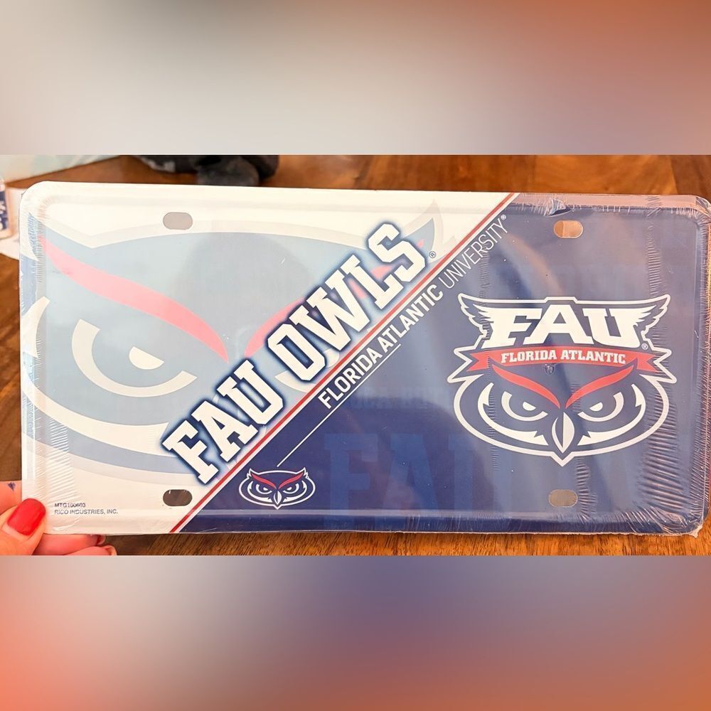 Florida Atlantic University Owls Metal Auto Tag License Plate, Split Design